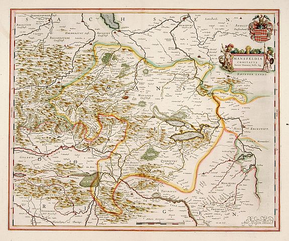 BLAEU, W., Mansfeldia Comitatus., antique map, old maps