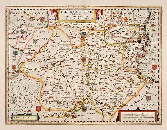 BLAEU, W., Paderbornensis Episscopatus Descriptio Nova., antique map, old maps