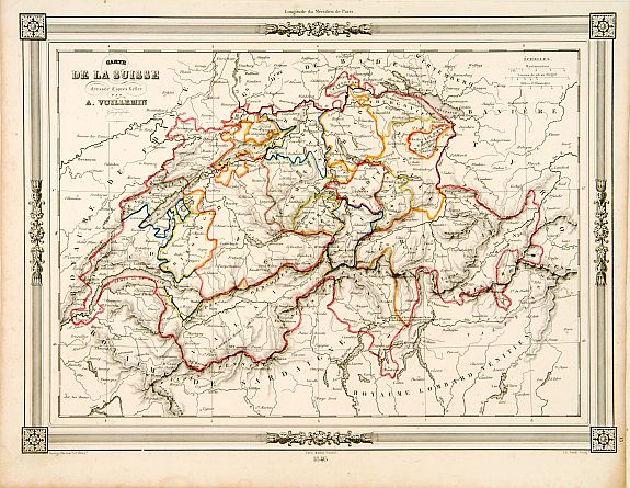 BASSET, Carte de la Suisse.., antique map, old maps