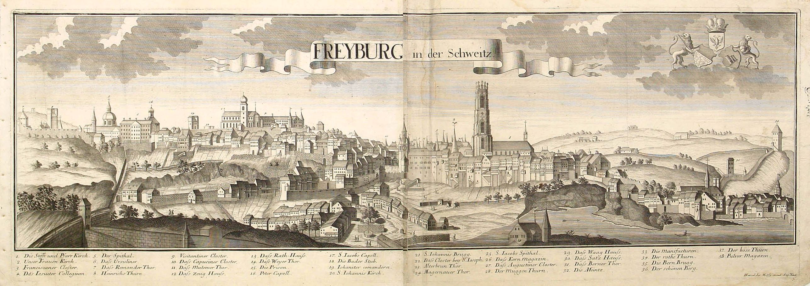 WOLFF HEIRS, J., Freyburg in der Schweitz., antique map, old maps