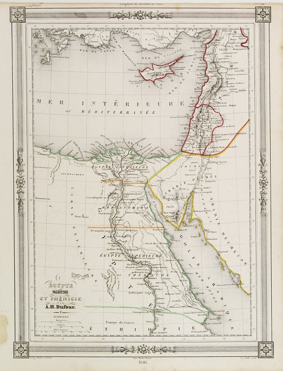 DUFOUR, A.H., Égypte Palestine et Phénicie., antique map, old maps