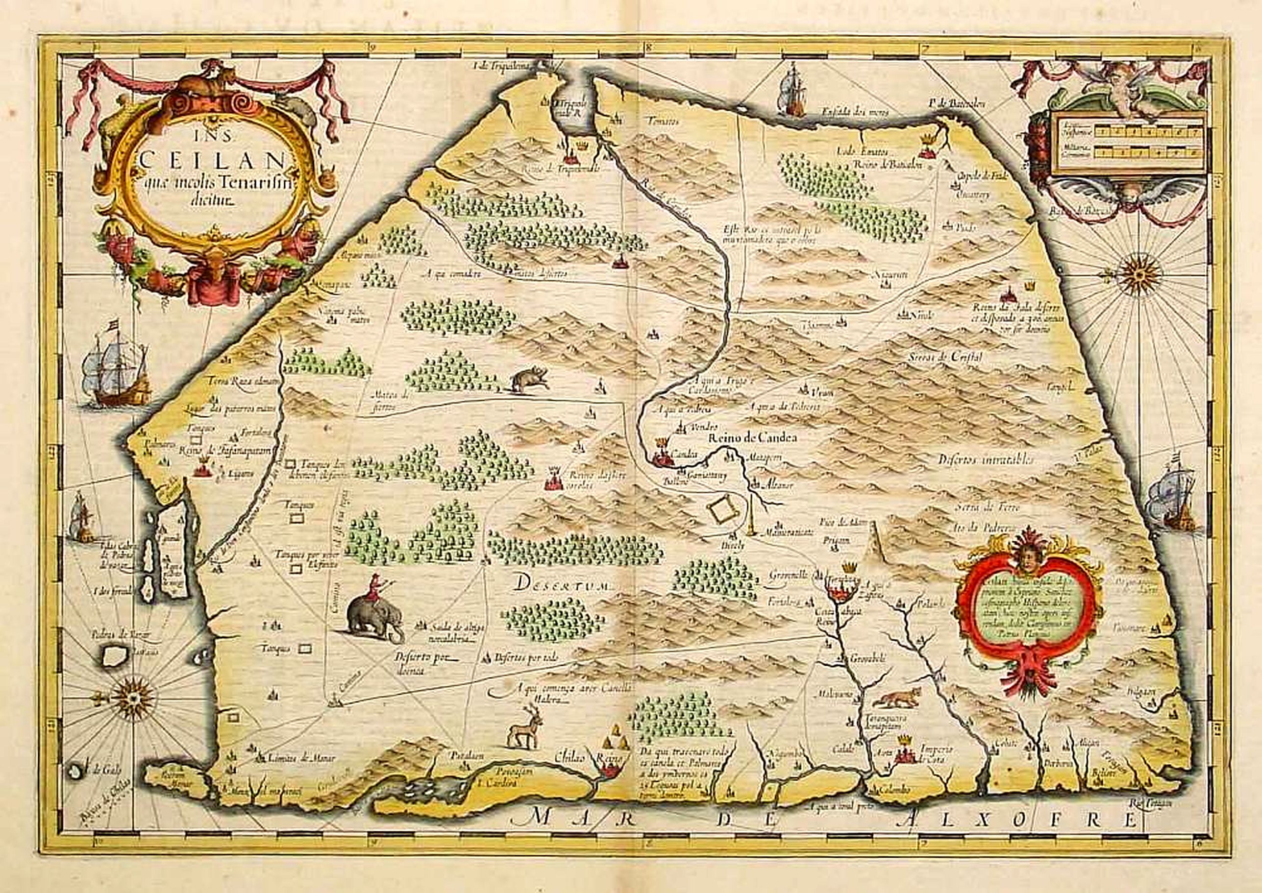 MERCATOR,G./ HONDIUS,J., Ins. Ceilan que incolis Tenarisin dictur., antique map, old maps