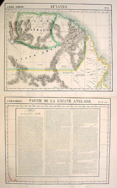 VANDERMAELEN,Ph., Guyanes. No.7. (with text sheet), antique map, old maps