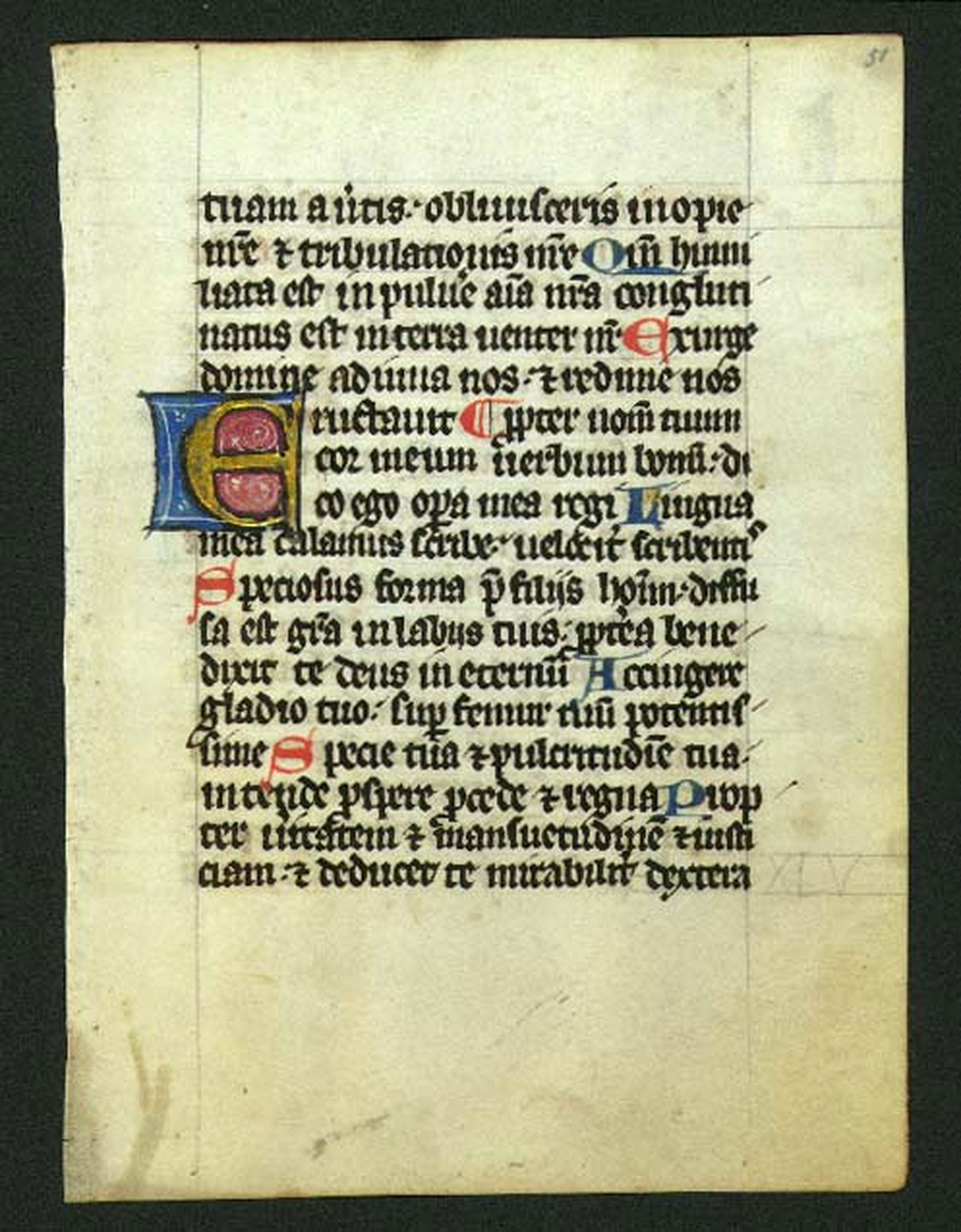PSALTER, Manuscript leaf, written on vellum, from a Flemish Psalter., antique map, old maps