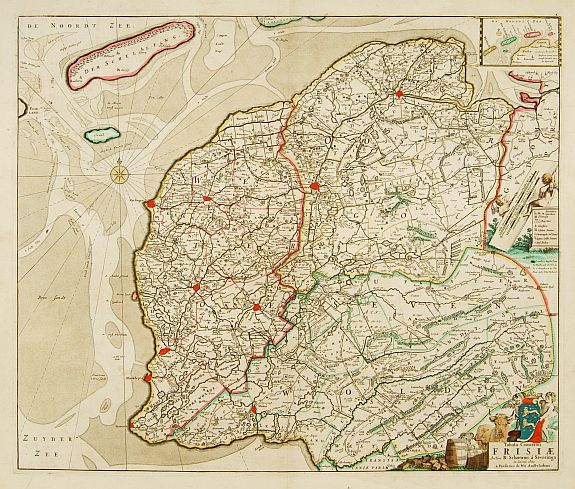DE WIT,F., Tabula Comitatus Frisiae., antique map, old maps