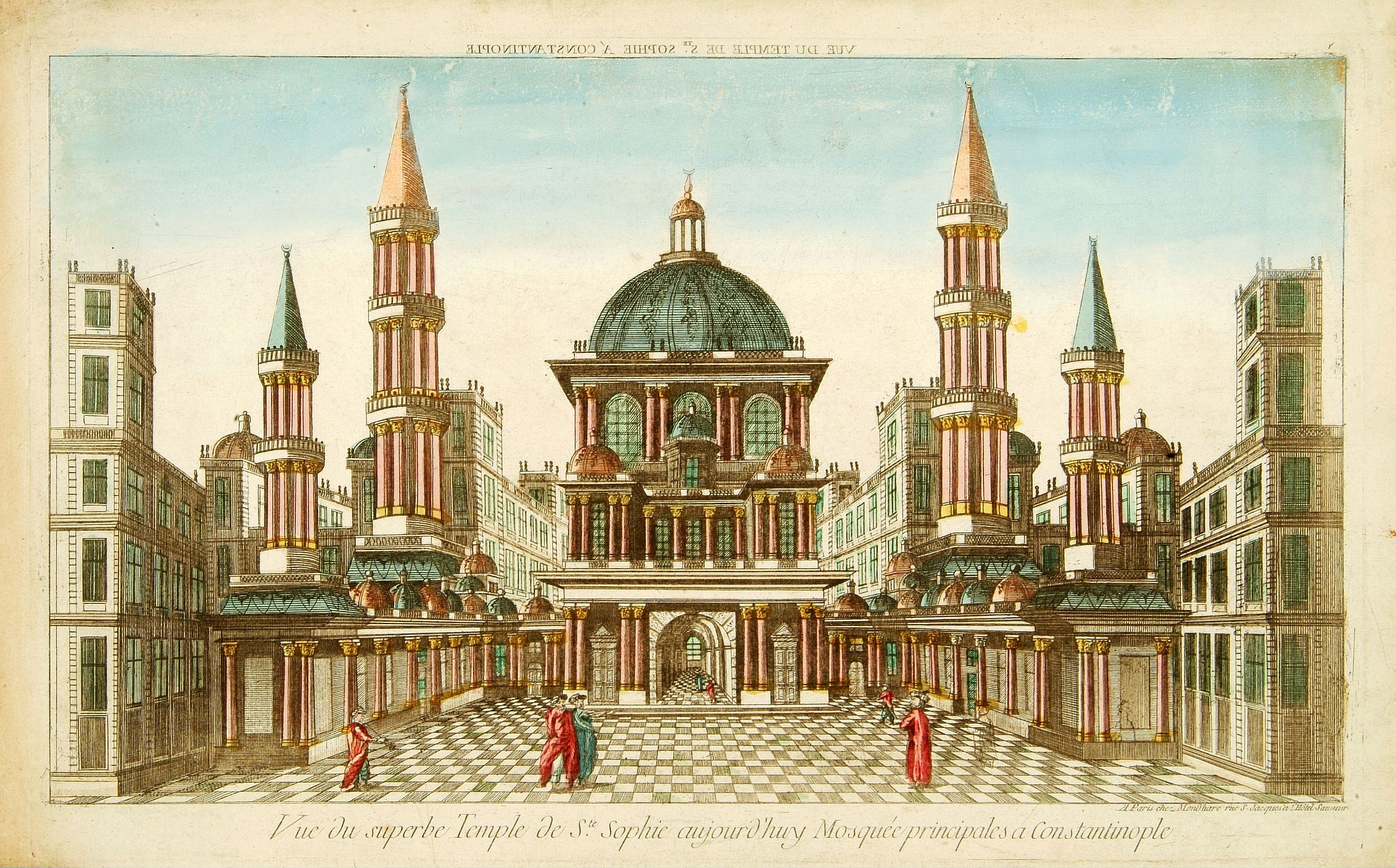 MONDHARE, Vue du sperbe Temple de St.Sophie .. a Constantinople., antique map, old maps