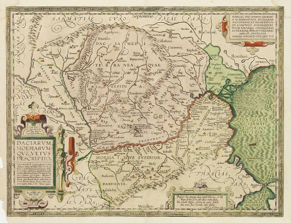 ORTELIUS,A., Daciarum, Moesiarumaue Vetus Descriptio., antique map, old maps