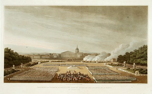 BOWYER,R., Ceremony of Te Deum by the allied armies.., antique map, old maps