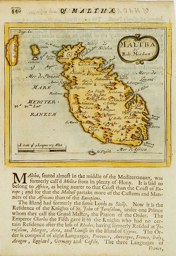 MORDEN, R., Maltha by Rob. Morden., antique map, old maps