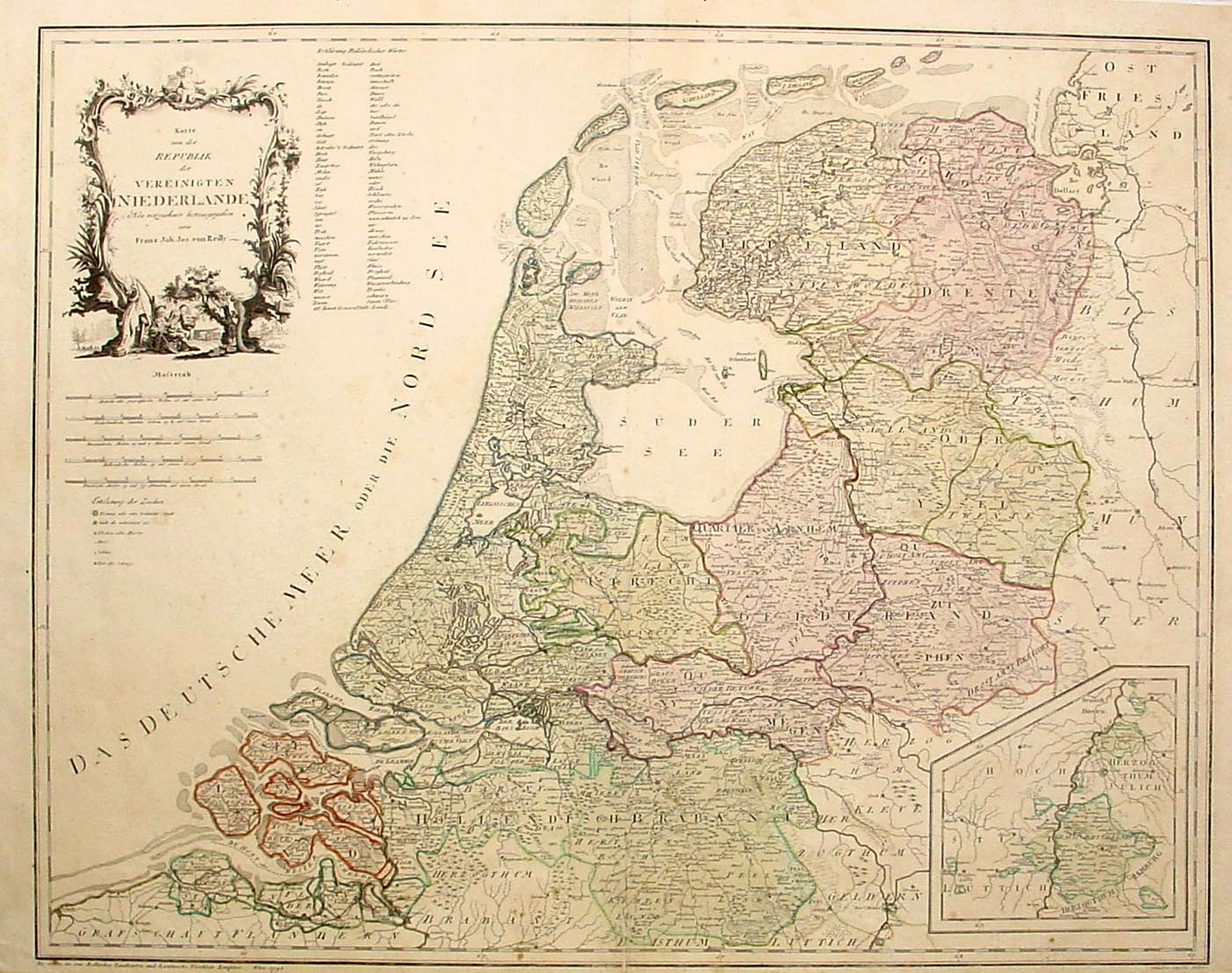 VON REILLY, F.J.J., Karte von der Republik der Verenigten Niederlande.., antique map, old maps