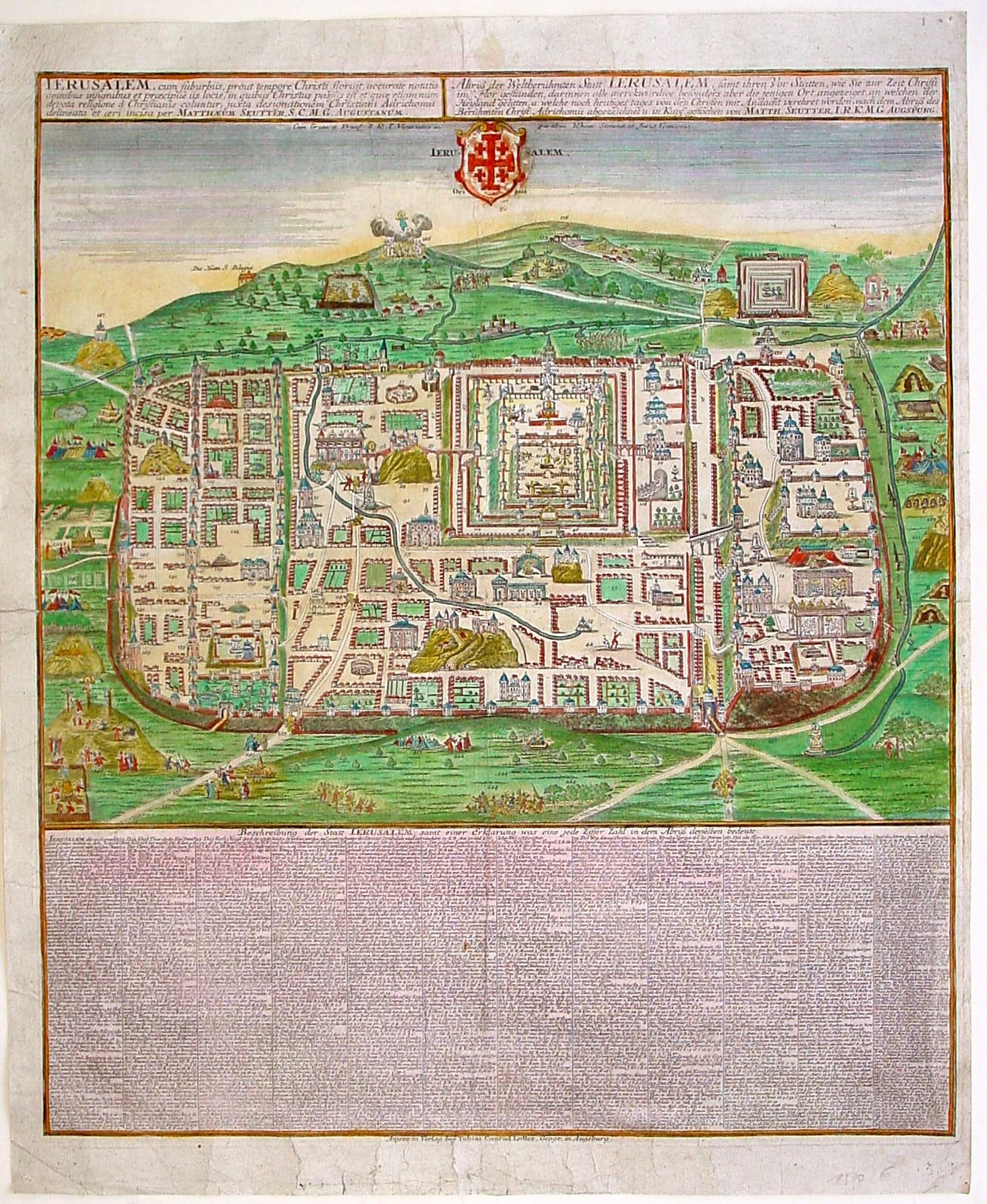 SEUTTER, M., JERUSALEM, cum suburbiis.., antique map, old maps