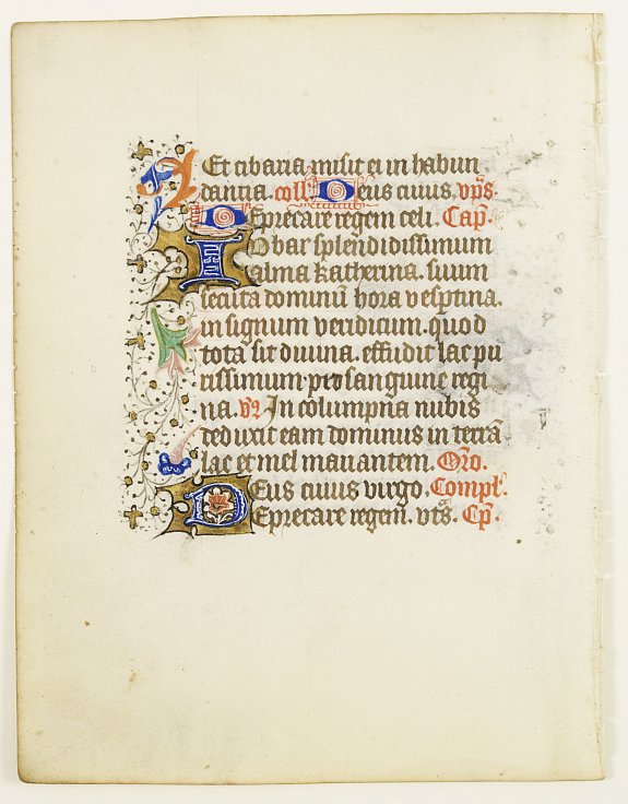 BOOK OF HOURS, Manuscript leaf on vellum., antique map, old maps