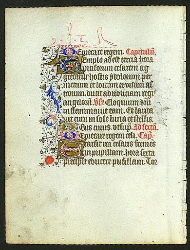 BOOK OF HOURS, Manuscript leaf on vellum., antique map, old maps