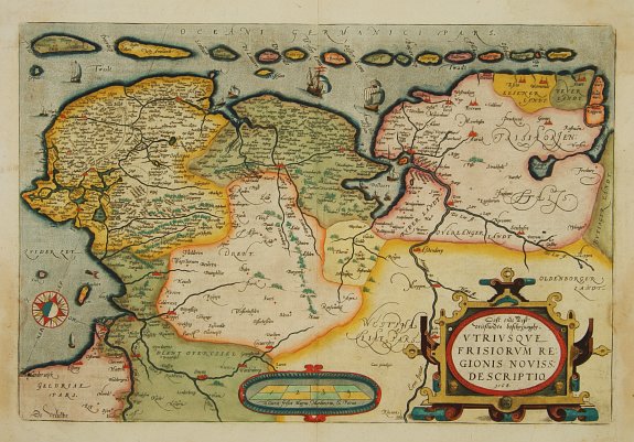ORTELIUS,A., Oost ende West Vrieslandte beschryvinghe., antique map, old maps