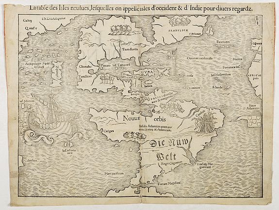 MÜNSTER, S, La table des Isles neufves, lequelles on appelle isles d'occident & d'Indie pour divers regardz, antique map, old maps