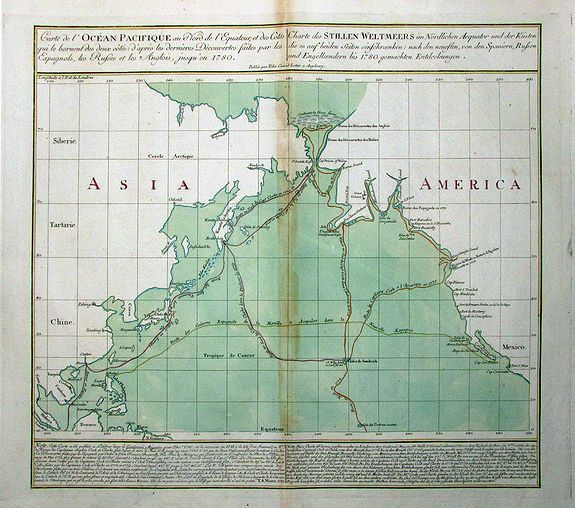 LOTTER, T. C., Carte de l'Océan Pacifique au Nord de l'Equateur.../Charte des Stillen Weltmeers..., antique map, old maps