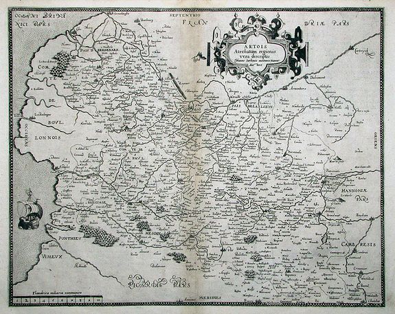DE JODE, C., ARTOIS Atrebatum regionis vera descriptio., antique map, old maps
