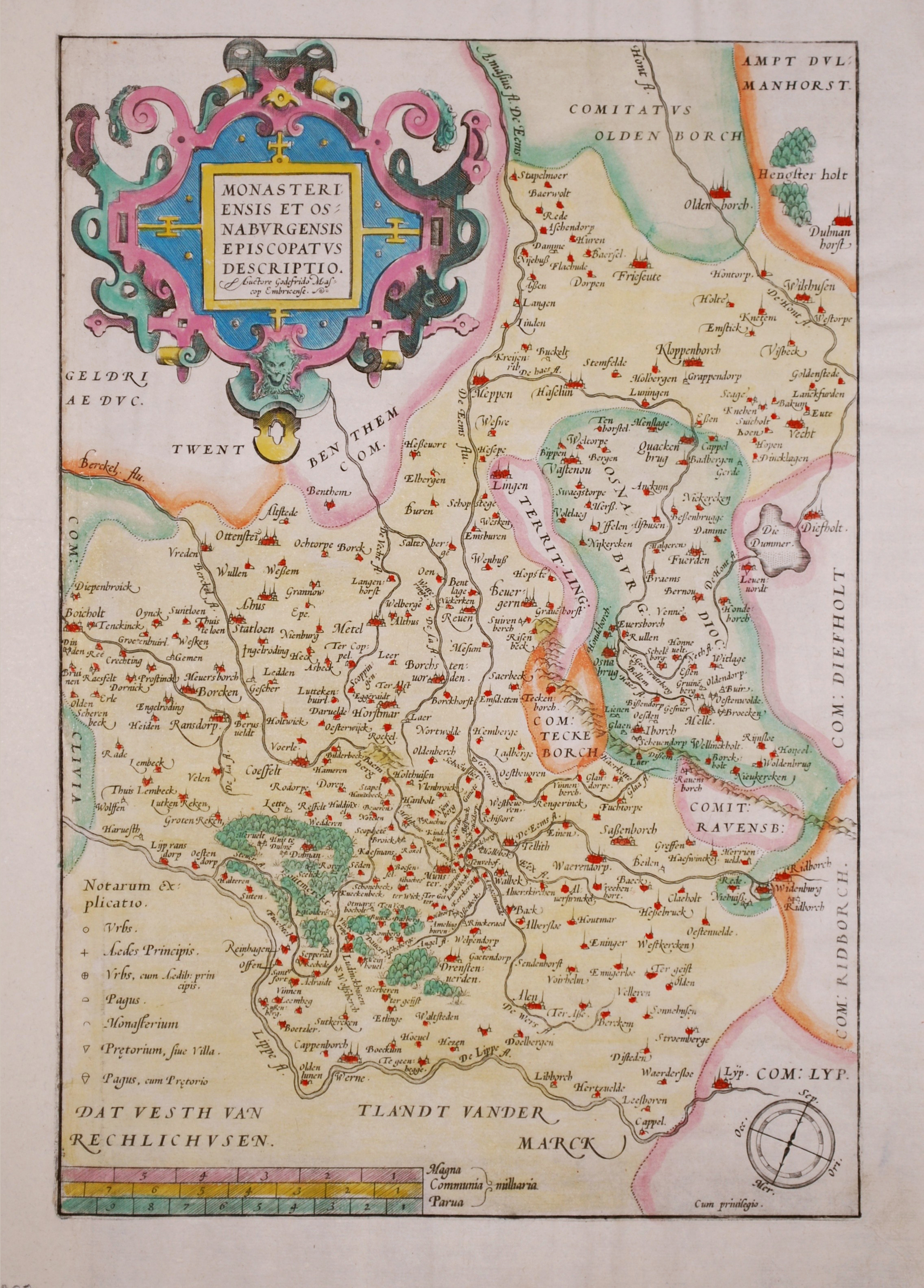 ORTELIUS, A., Monasteriensis et Osnaburgensis Episcopatus descriptio., antique map, old maps