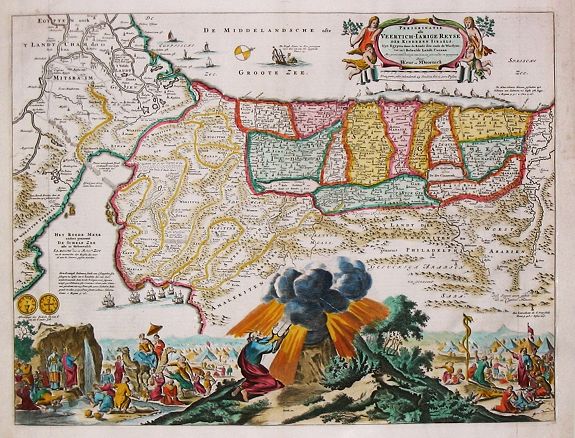 Visscher, N. / D. Stoopendaal., Perigrinatie ofte Veertich-jarige Reyse der Kinderen Israels., antique map, old maps