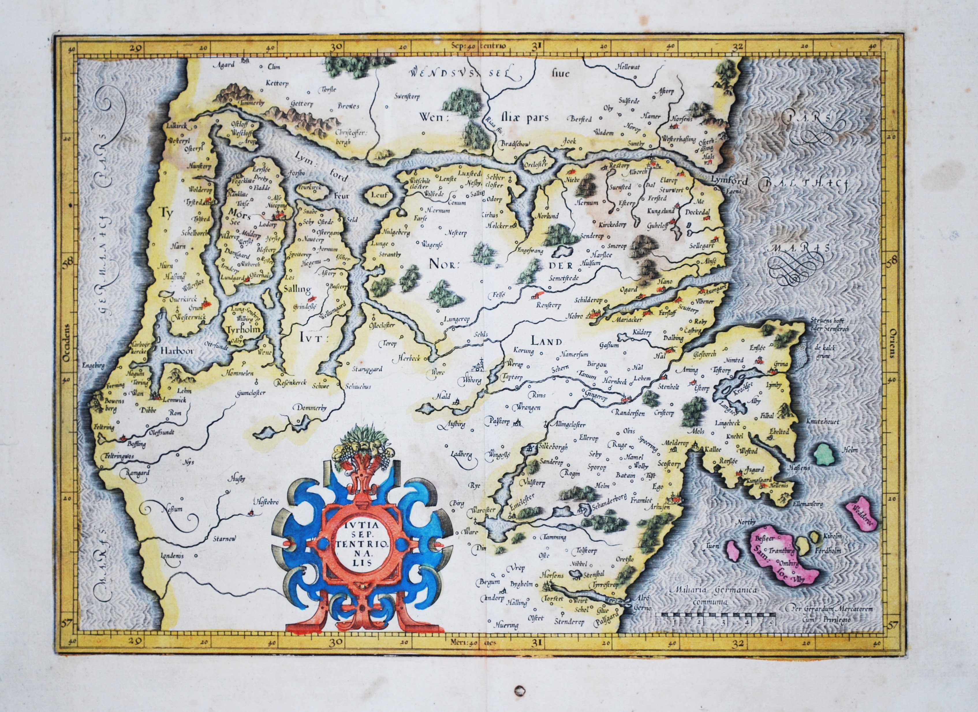 Mercator, G. / J. Hondius., Jutia Septentrionalis, antique map, old maps