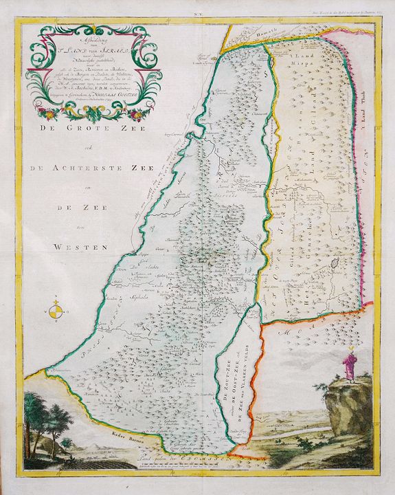 BACHIENE, W.A., Afbeelding van ' T Land van Israel, naar deszelfs Natuurlijke gesteltheid., antique map, old maps