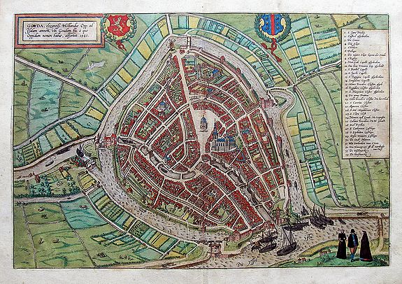 BRAUN, G. & HOGENBERG, F., Gouda, elegantiß Hollandiae..., antique map, old maps