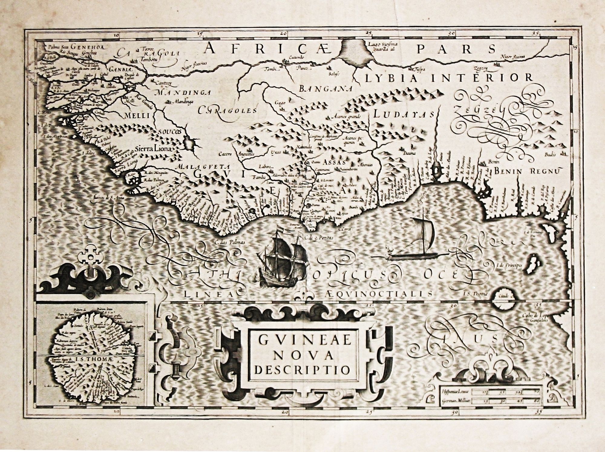 HONDIUS, J., Guinea Nova Descriptio., antique map, old maps