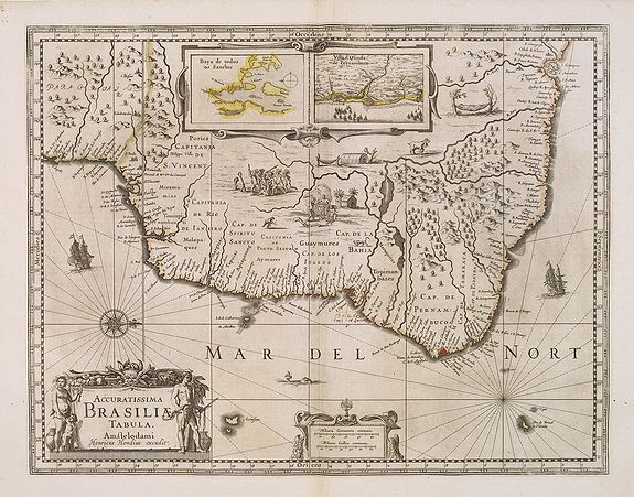 HONDIUS, H., Accuratissima BRASILIAE Tabula., antique map, old maps