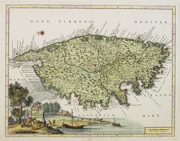 SALMON, Carta Geografica del Regno di CORSICA., antique map, old maps