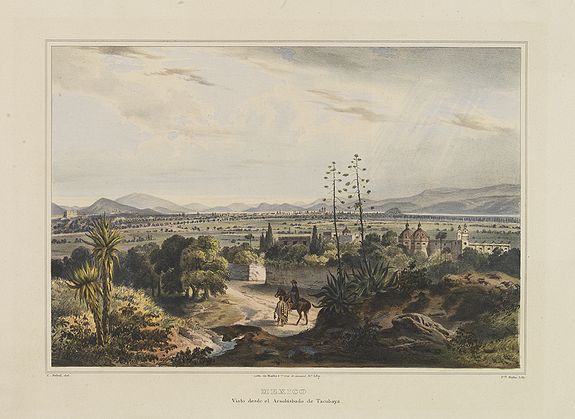 NEBEL, Ch., MEXICO. Visto desde el Arsobisdabo de Tacubaya., antique map, old maps