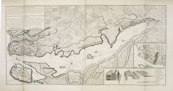 BEAURAIN, Jean Chev. de, Plan de la Ville et du Port Mahon et du Fort St. Philippe., antique map, old maps