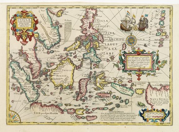HONDIUS, J., Insulae Indiae Orientalis Praecipuae, In quibus Moluccae celeberrimae sunt., antique map, old maps