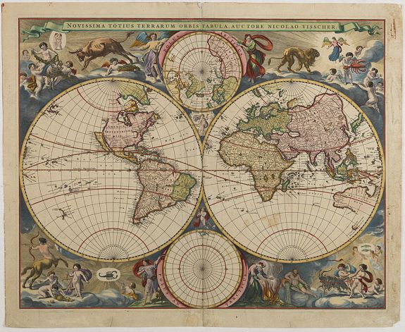 VISSCHER, N., Novissima Totius Terrarum Orbis Tabula, Auctore Nicolao Visscher., antique map, old maps