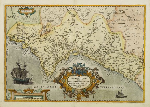 ORTELIUS,A., Valentiae Regni, olim contestanorum si ptolemaeo.., antique map, old maps