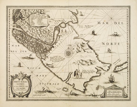 HONDIUS, J., Freti Magellanici ac novi Freti vulgo Le Maire.., antique map, old maps