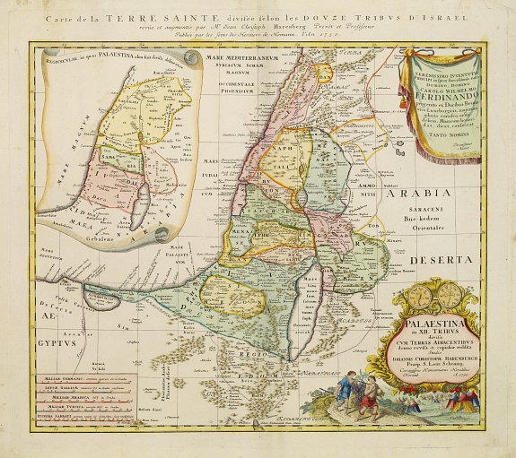 HOMANN HEIRS., Palaestina in XII. Tribus divisa. . ., antique map, old maps