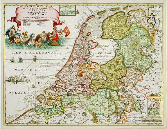 NOLIN,J.B./ CORONELLI,P., Les Provinces Unies ou la Partie Septentrionale.., antique map, old maps