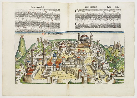 SCHEDEL, H., Destruccio Iherosolime., antique map, old maps