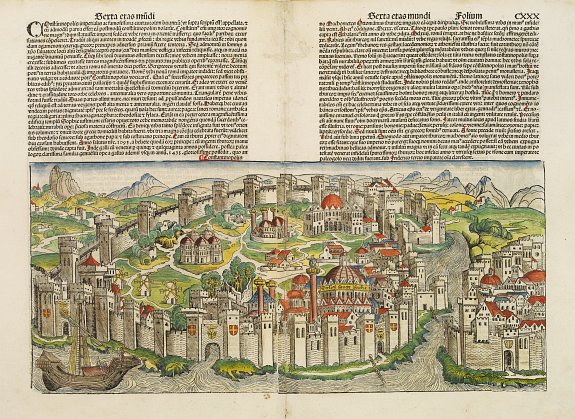 SCHEDEL, H., Constantinopolis., antique map, old maps