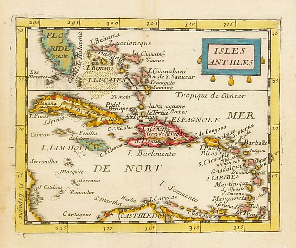 DU VAL, P., Isles Antilles., antique map, old maps