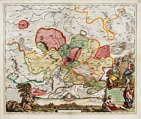 HOMANN, J.B., Nova Territorii Erfordien in suas praefecturas.., antique map, old maps