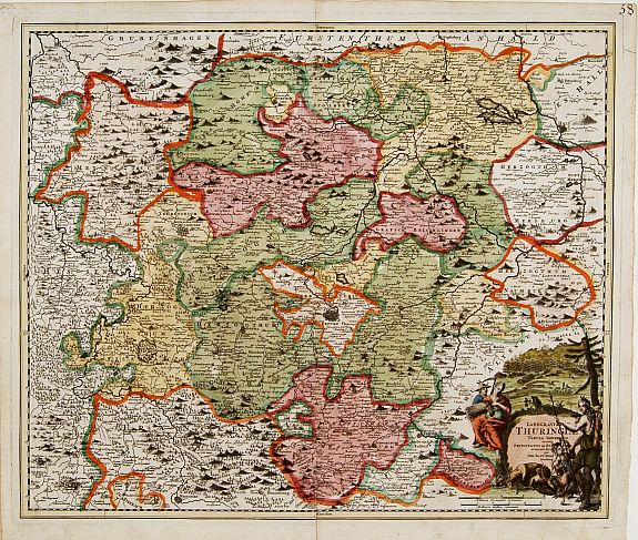 HOMANN, J.B., Landgraviatus Thuringae tabula generalis. . ., antique map, old maps