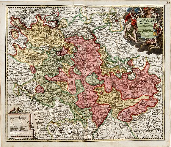 HOMANN, J.B., Exactissima Palatinatus ad Rhenum.., antique map, old maps