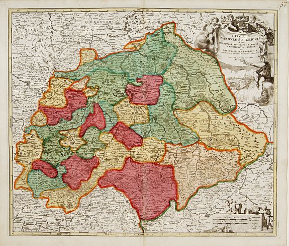 HOMANN, J.B., Saxoniae Superioris, antique map, old maps