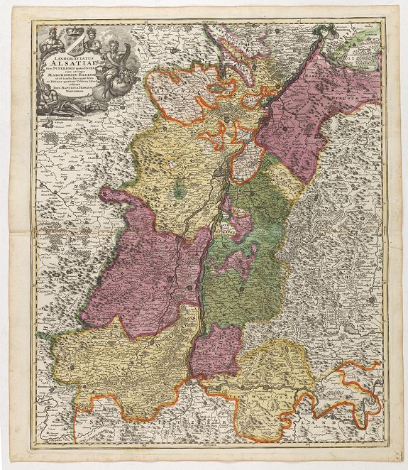 HOMANN, J.B., Landgraviatus Alsatiae tam superioris.., antique map, old maps