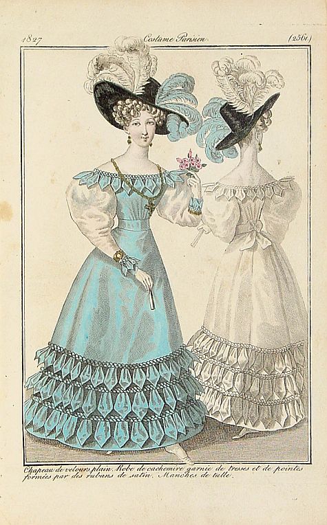 COSTUME PARISIEN, Chapeau de velours plain.. (2561), antique map, old maps