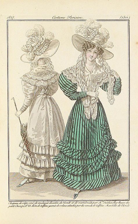 COSTUME PARISIEN, Chapeau de crépe orné de rouleaux.. (2502), antique map, old maps
