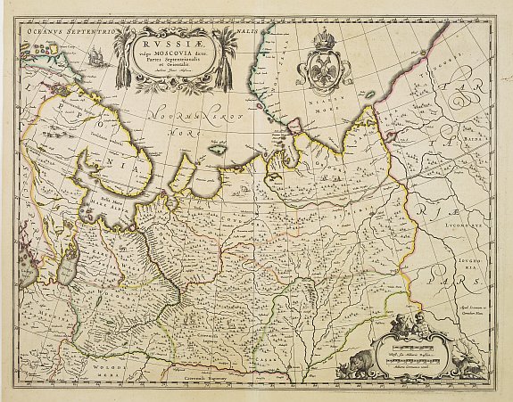 BLAEU,J.& C., Russiae vulgo Moscovia dictae, Partes Septentrionalis.., antique map, old maps