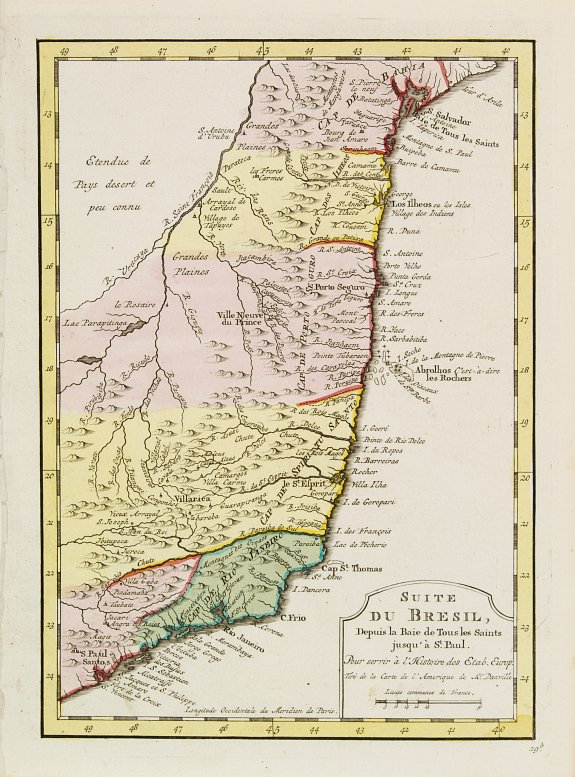HARREVELT, E.van/ CHANGUION, D.J., Suite du Bresil Depuis la Baie de Tous les Saints.., antique map, old maps