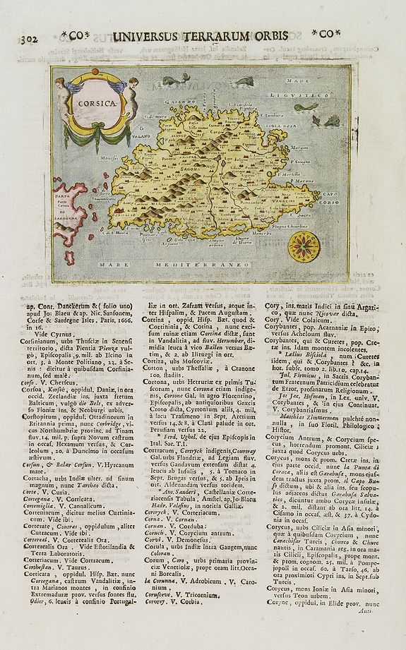 PORCACCHI, G., Corsica., antique map, old maps